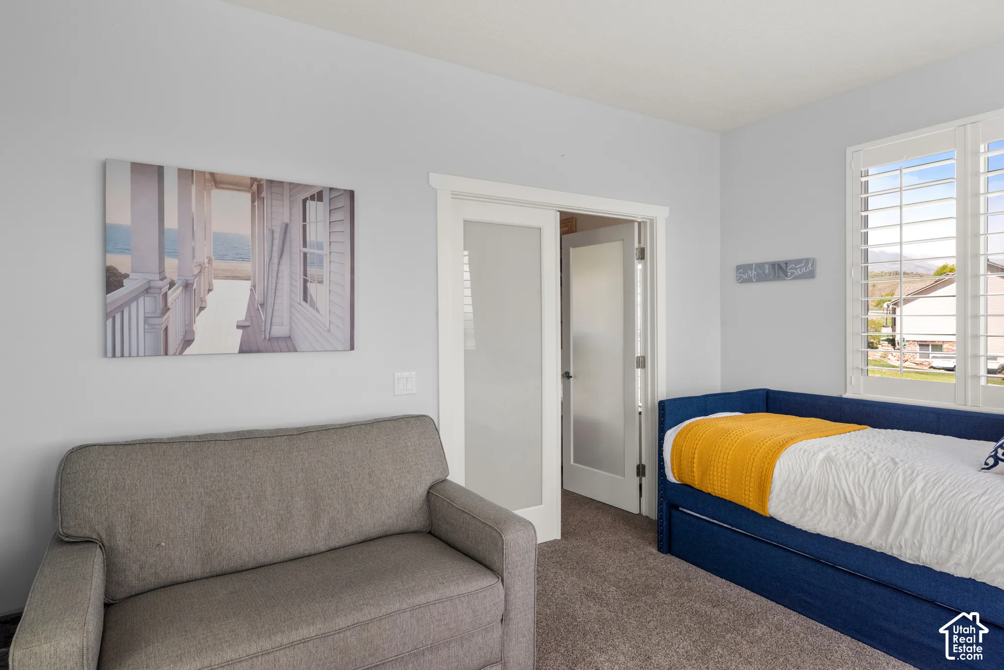 White interior doors with frosted glass panels