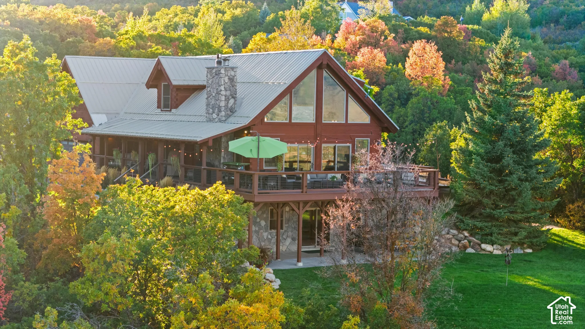 Wood-sided exterior with a metal roof