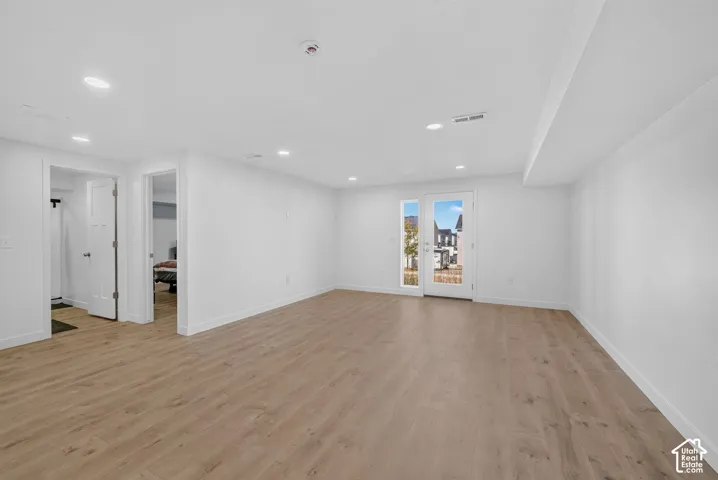 Living room in basement with separate entrance