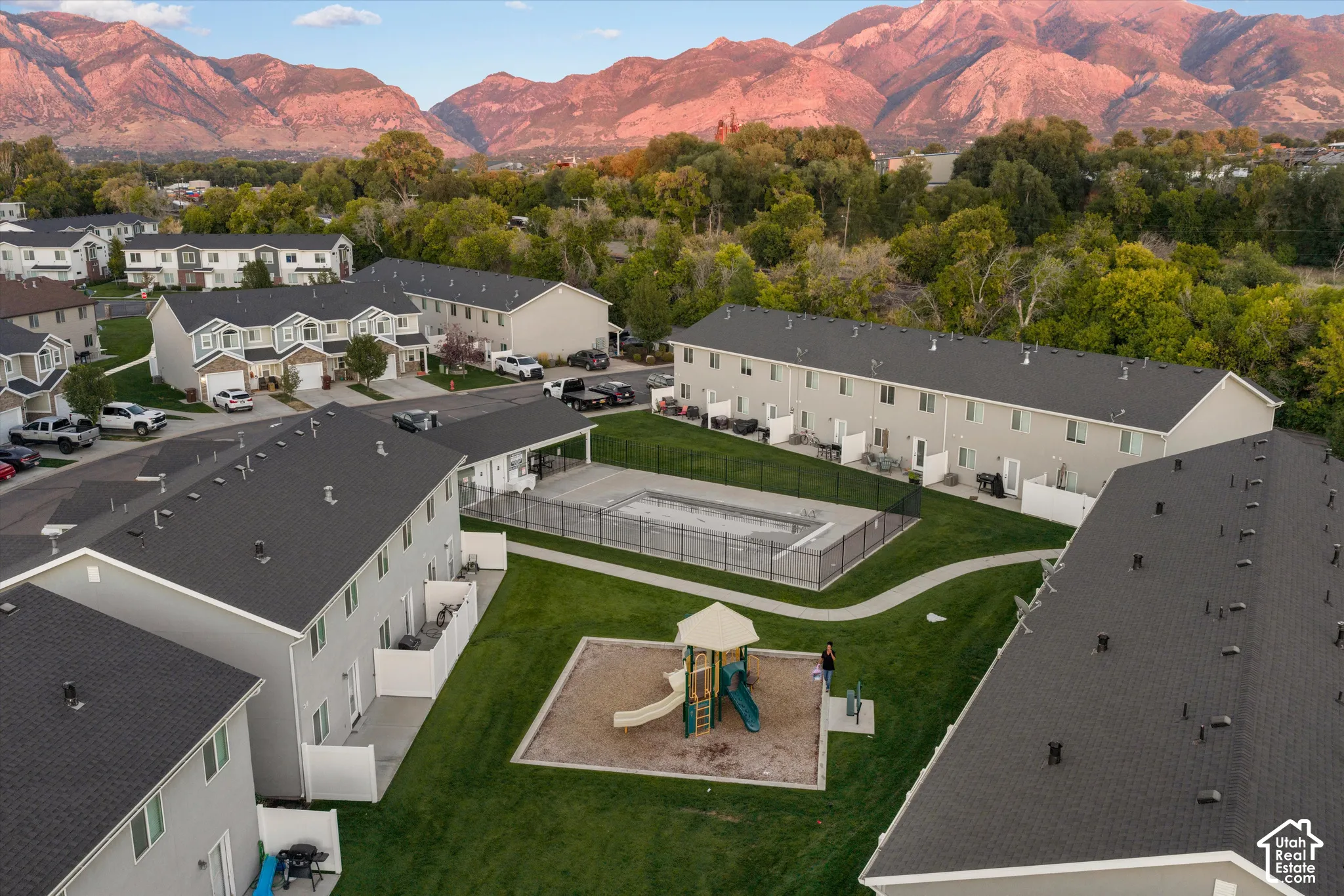 Aerial view of back common areas