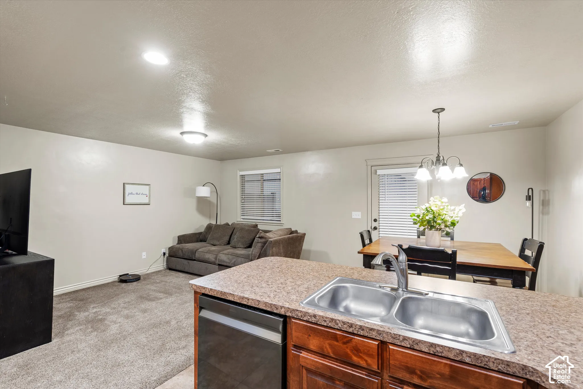 View of living room from kitchen