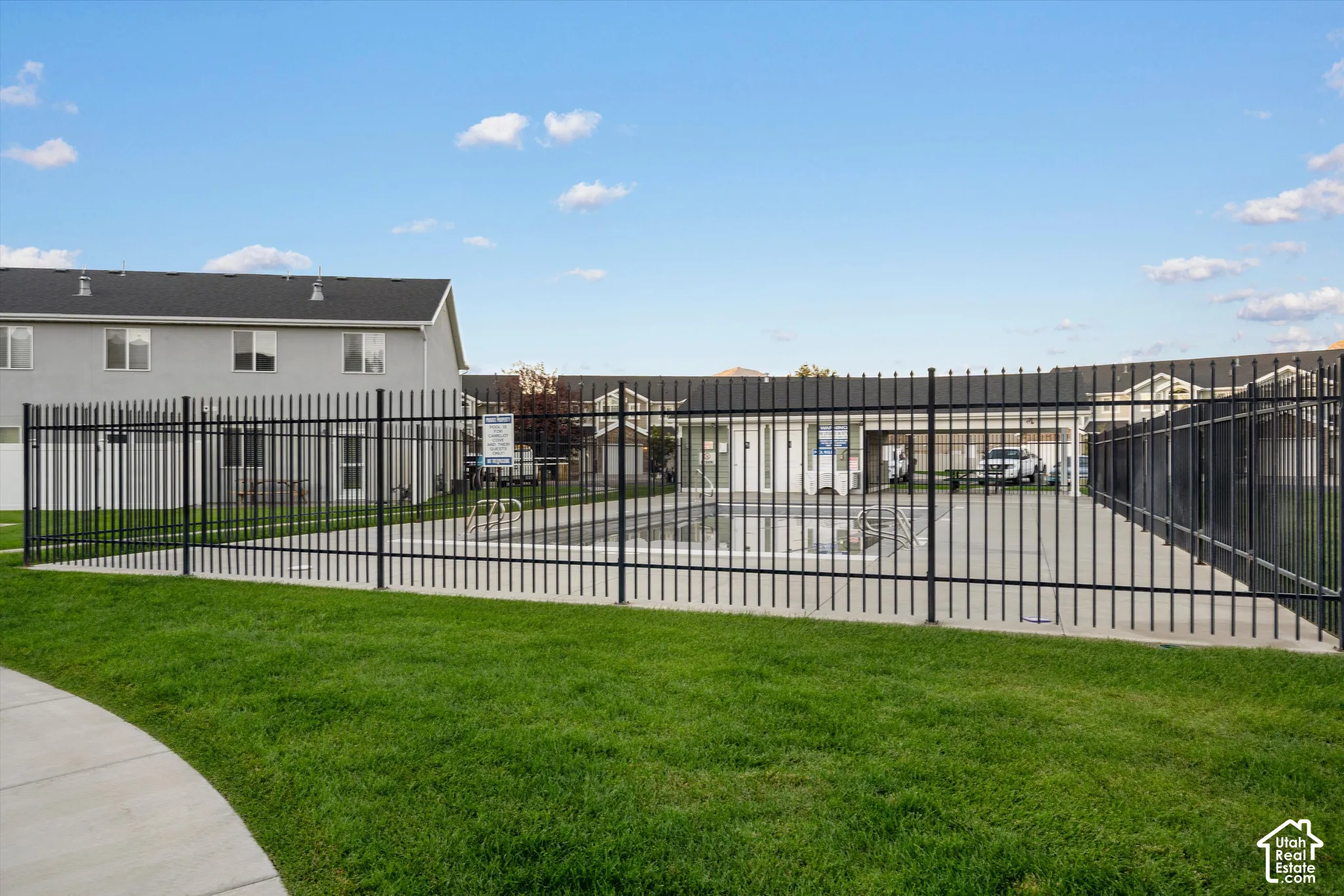 Fenced community outdoor pool