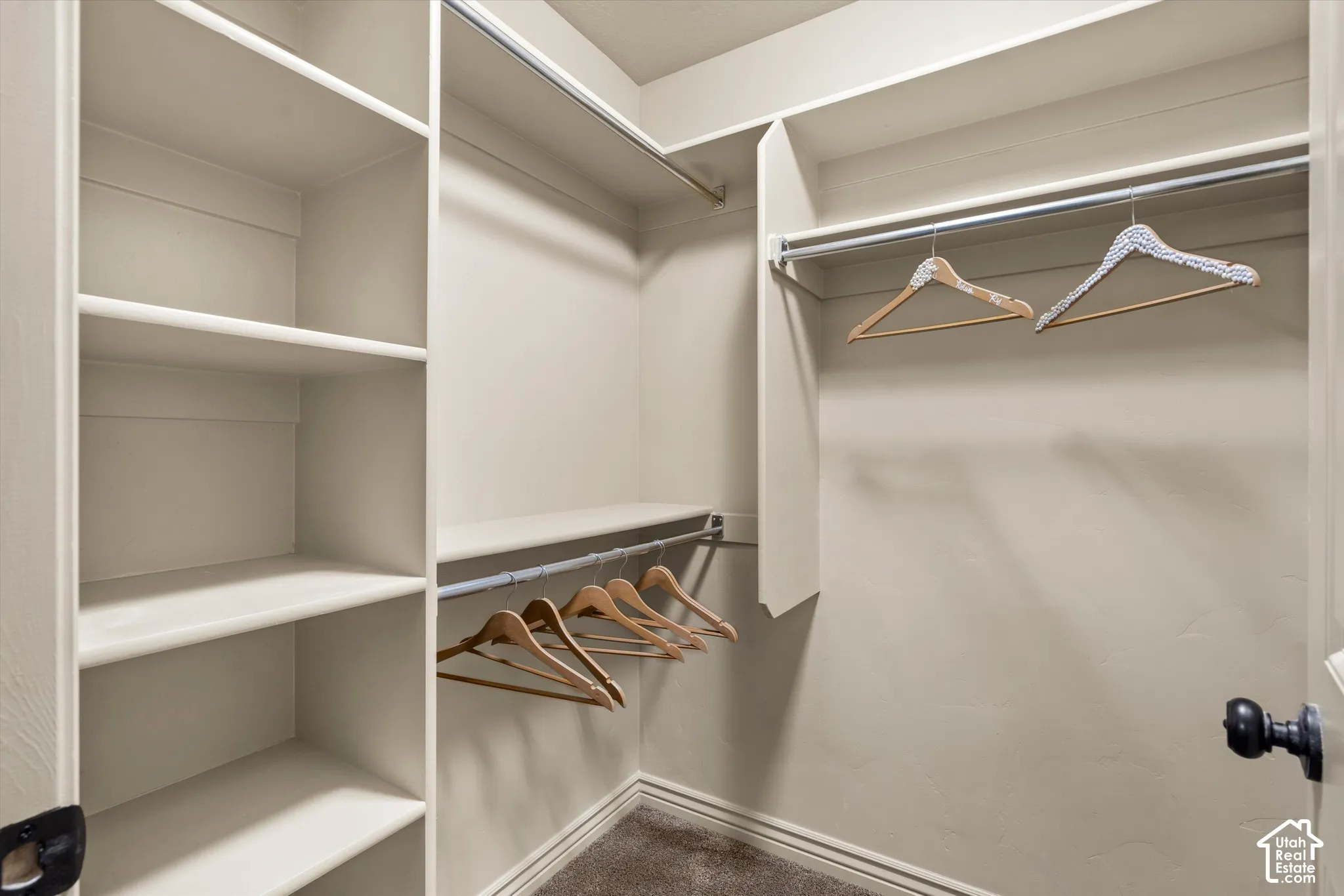 Walk-in closet in Primary featuring built-in shelving