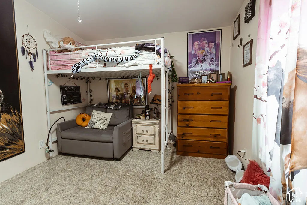 Neutral-toned room featuring wall-to-wall carpeting and standard light-colored wall finish
