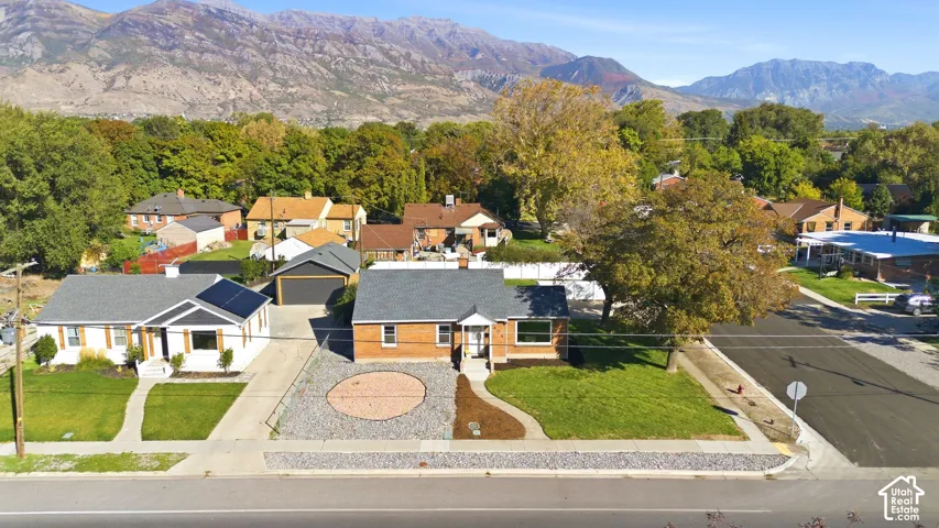 Mountain backdrop with established neighborhood trees