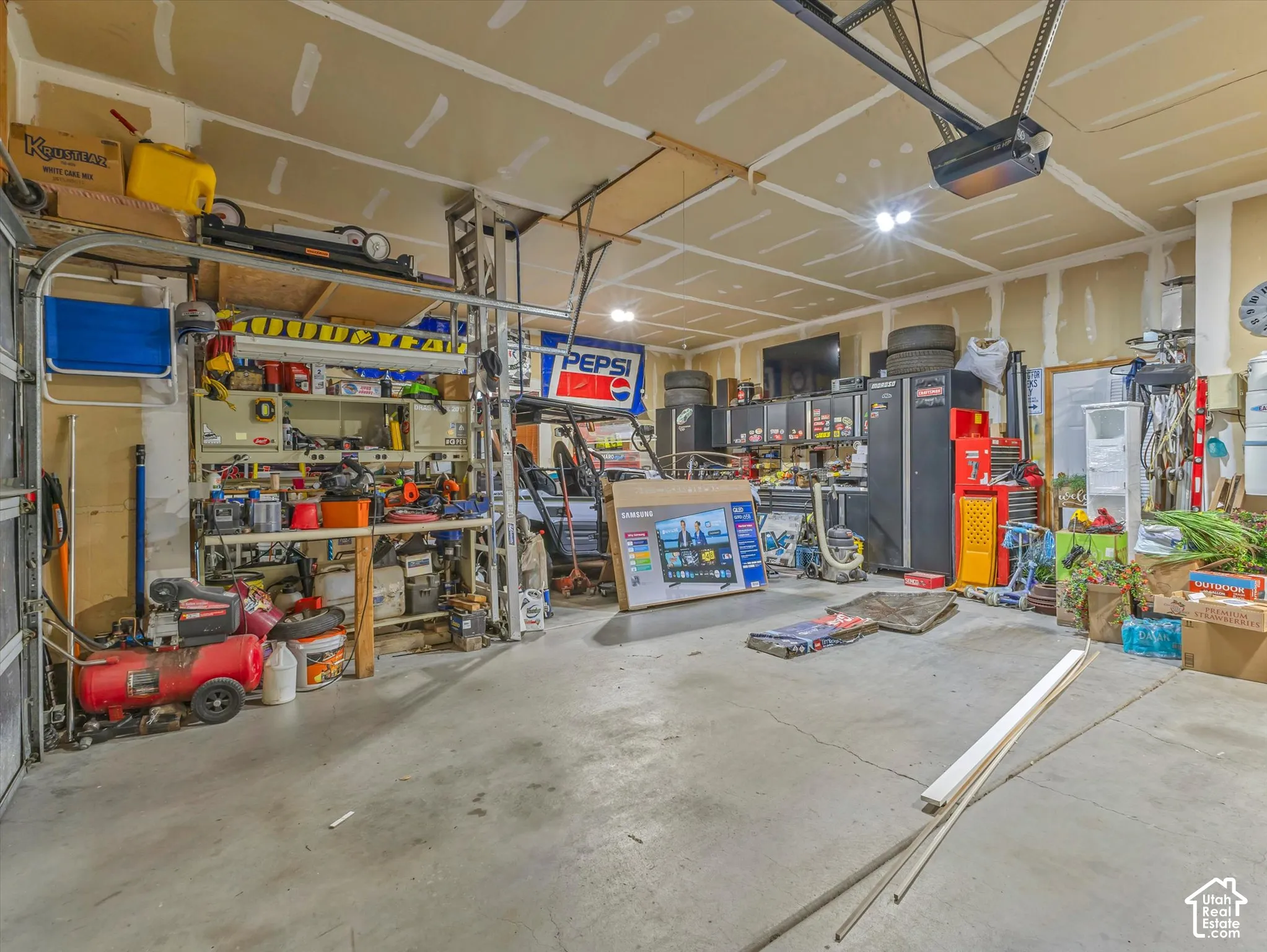 Concrete flooring and exposed ceiling joists
