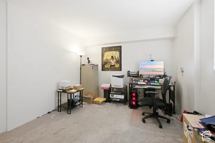Neutral wall finishes and light-toned carpeting