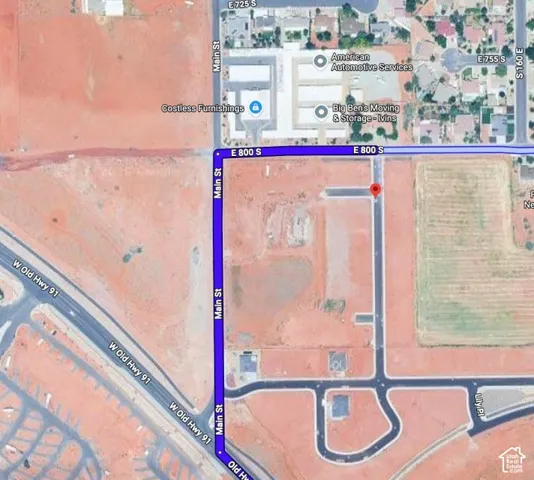 Satellite Map. Displaying the property's boundaries and surrounding street network