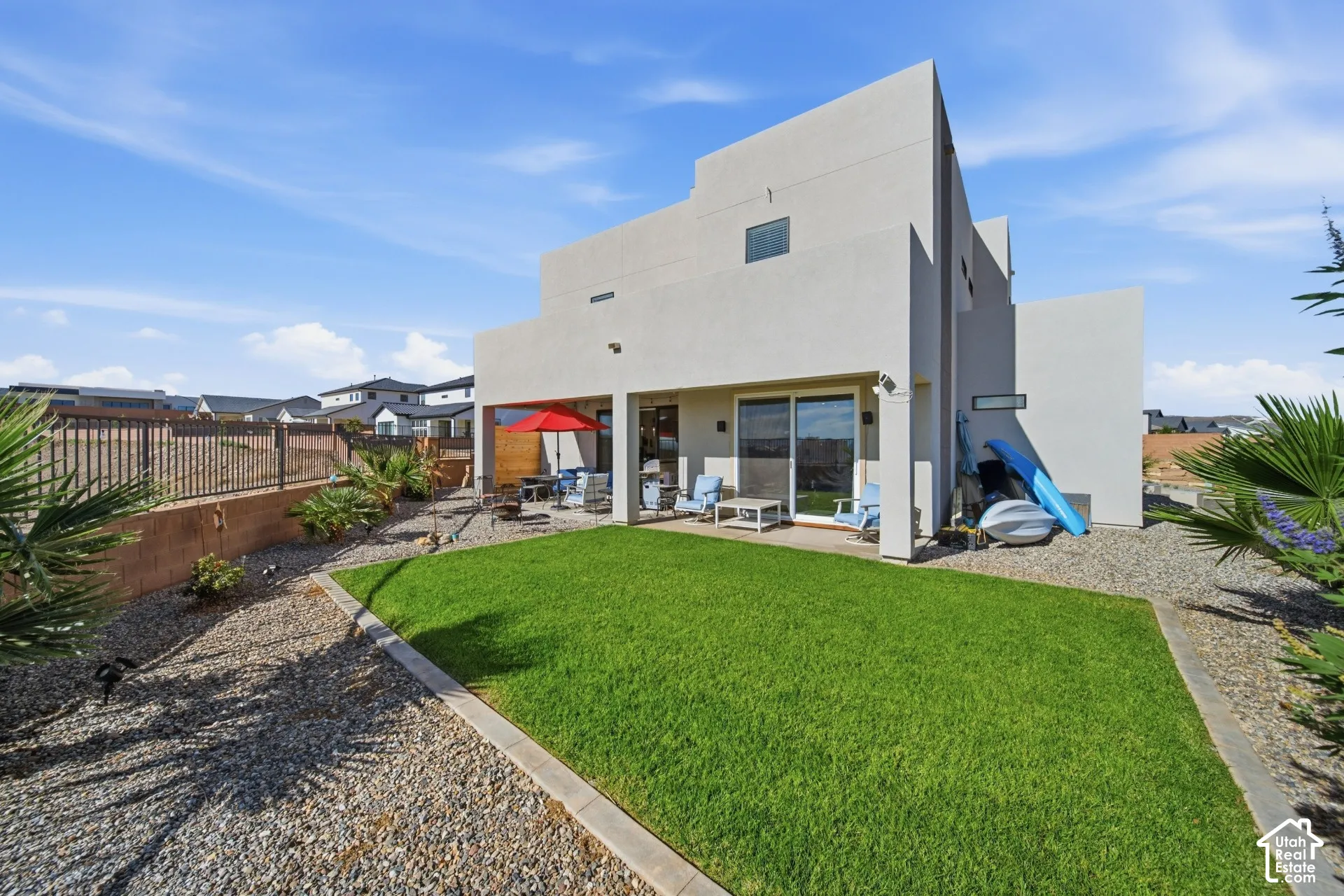 Modern stucco exterior with multiple levels