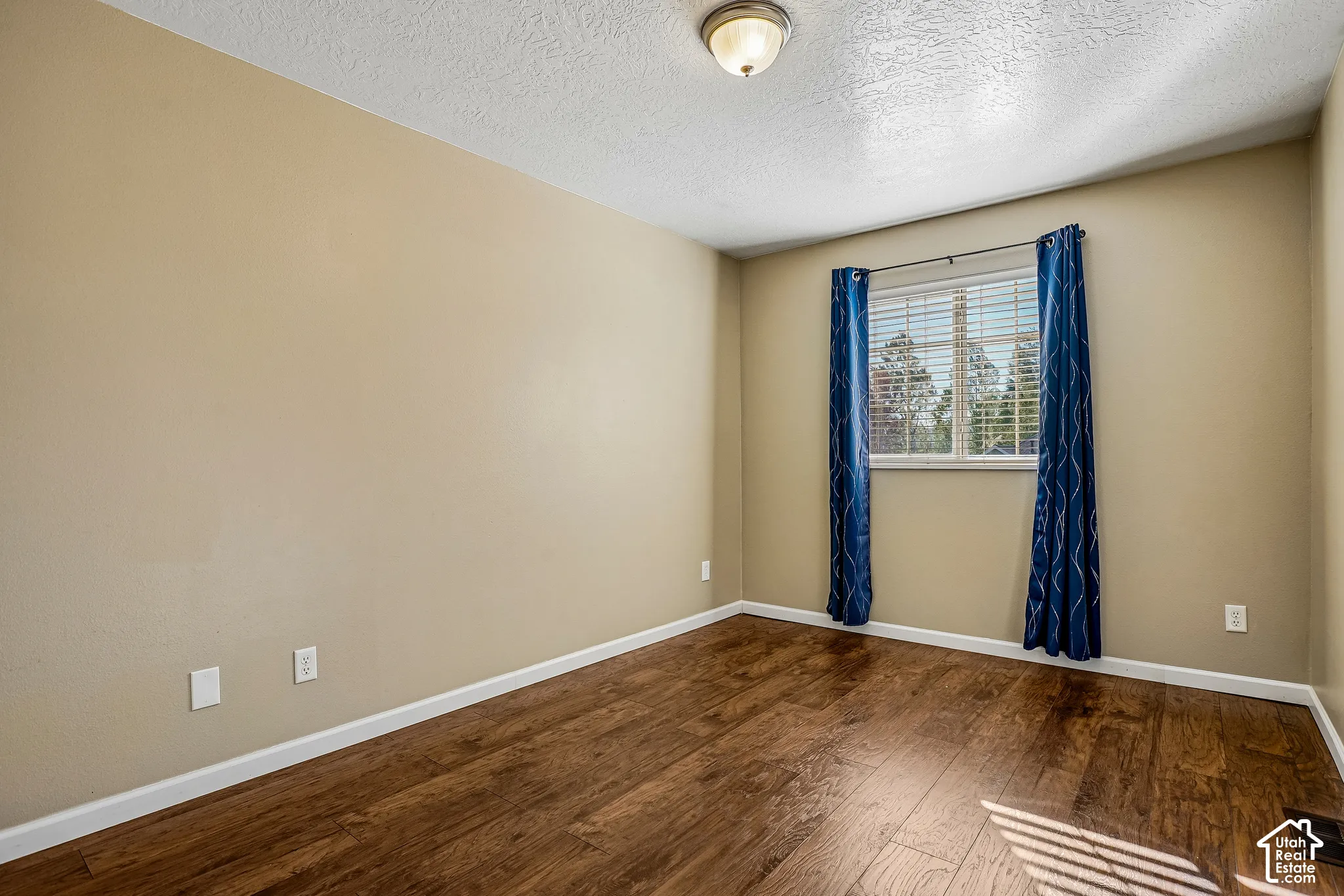 Wood-finish flooring with white trim