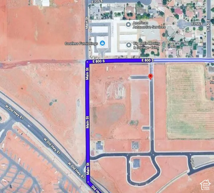 Satellite Map. Displaying the property's boundaries and surrounding street network