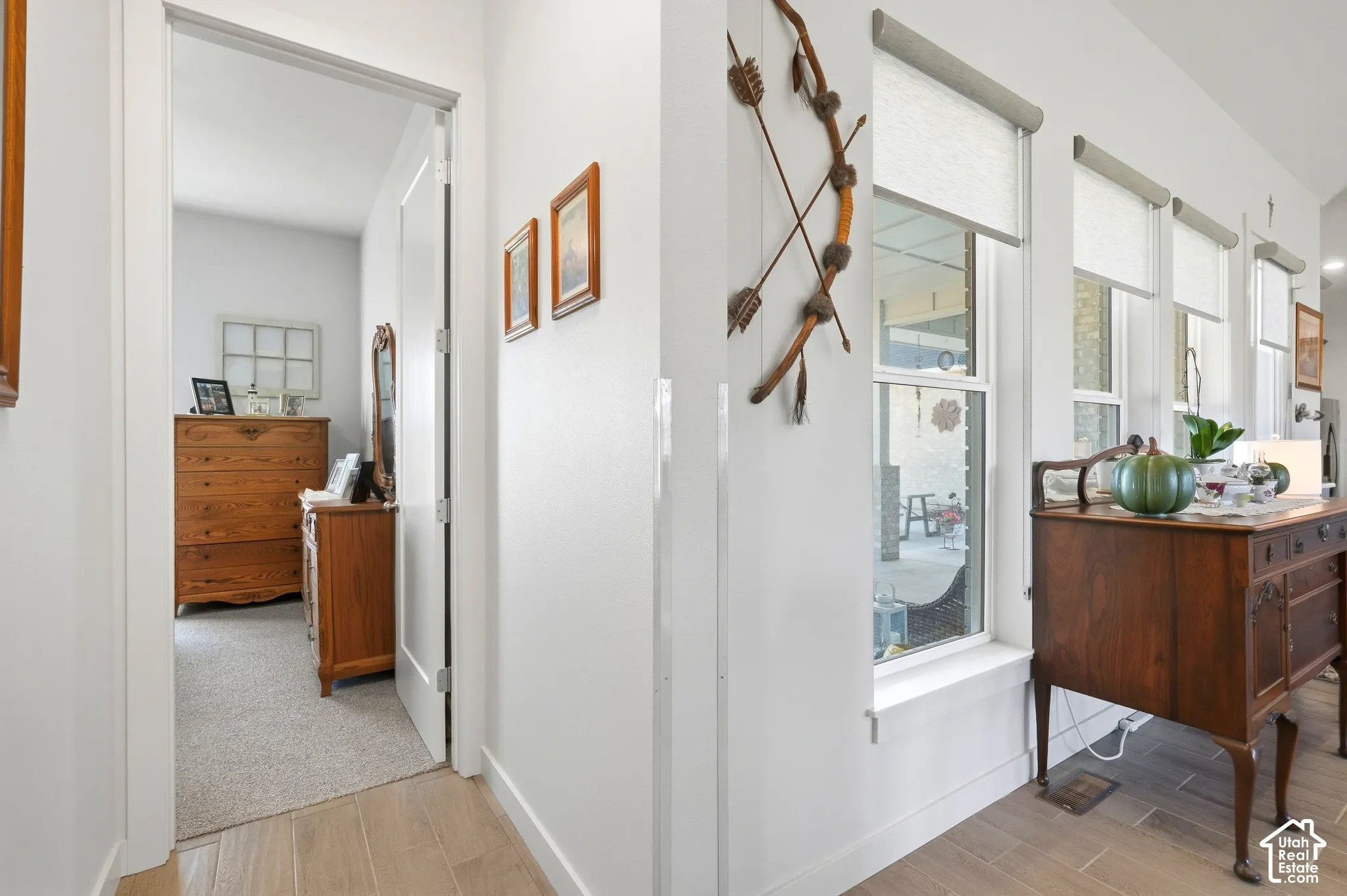 Wood-finish flooring in the hallway
