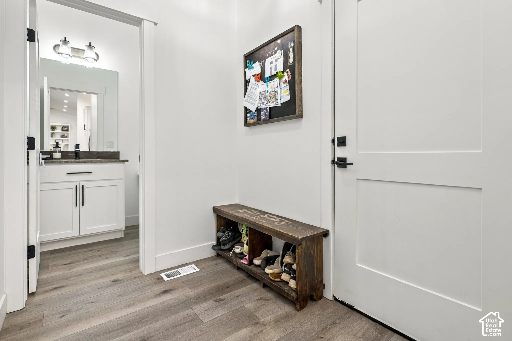Wood-finish flooring throughout