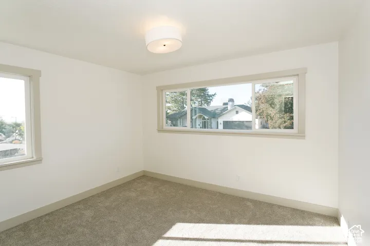 Neutral paint palette with carpeted flooring