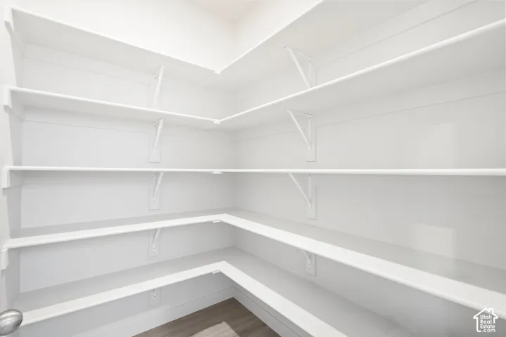 Multi-level shelving with white finishes