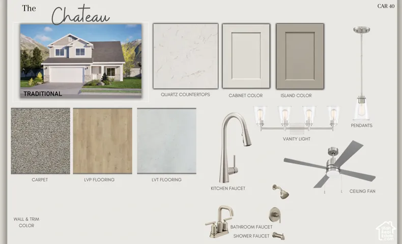 Design Board, The Chateau. Presenting a collection of material and fixture selections for the property