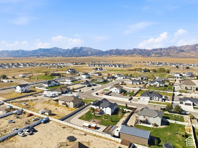 New construction residential development with mountain scenery