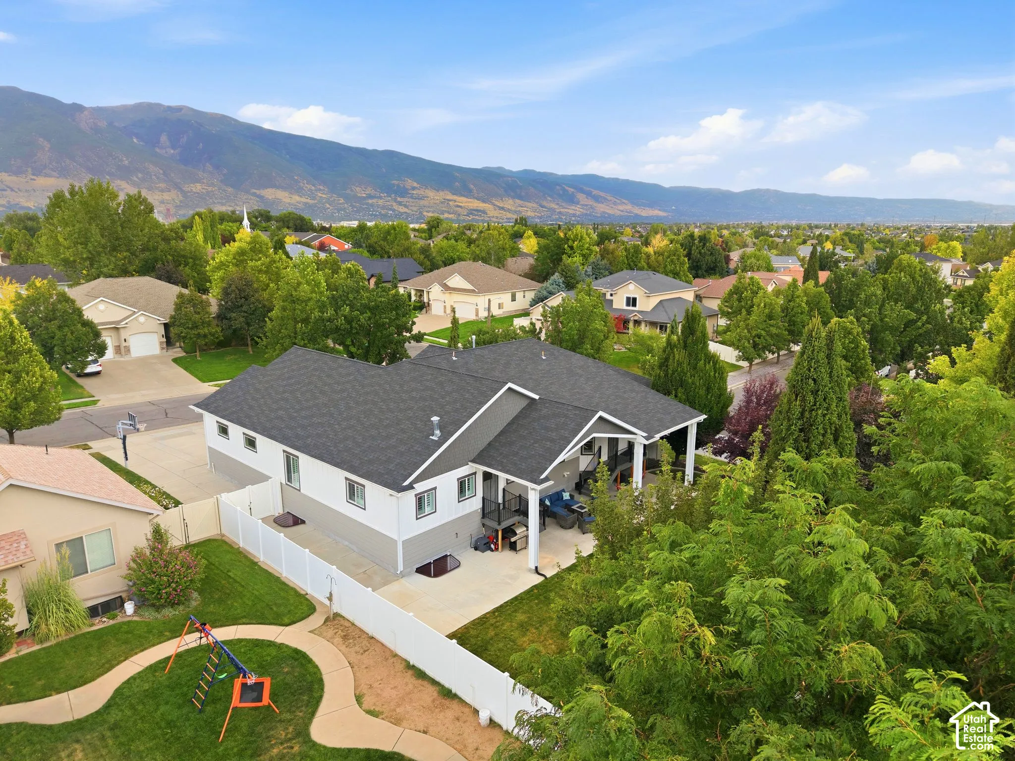 Aerial view of home and yard