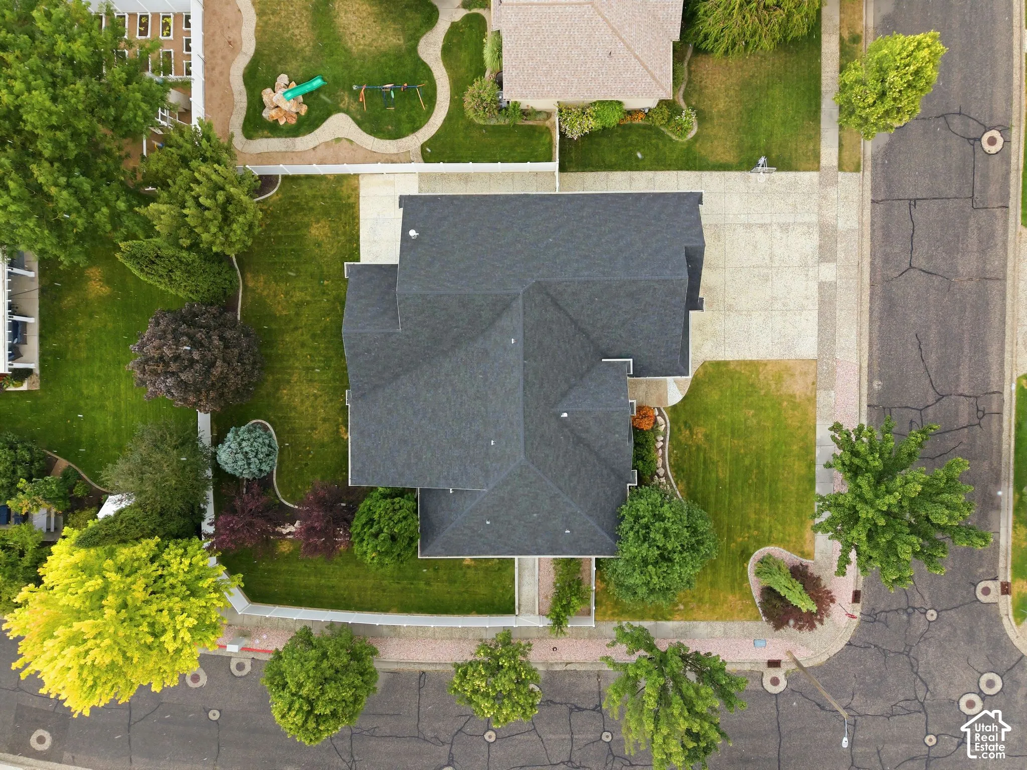 Aerial view of home and yard
