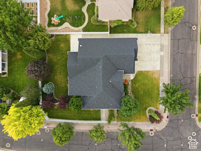 Aerial view of home and yard