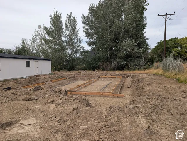 Excavated lot with established foundation forms