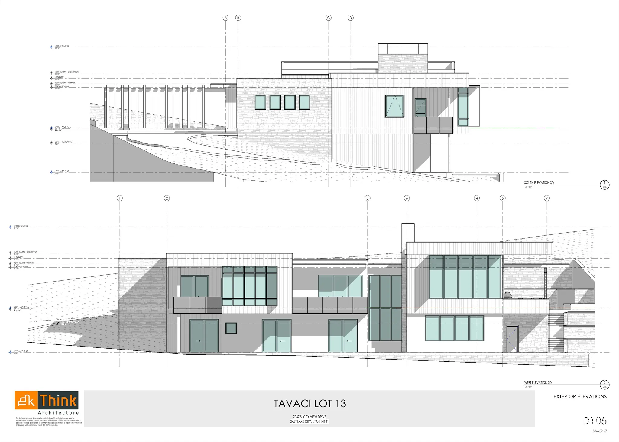 Architectural Drawing, Exterior Elevations. Illustrating the property's external design from various perspectives