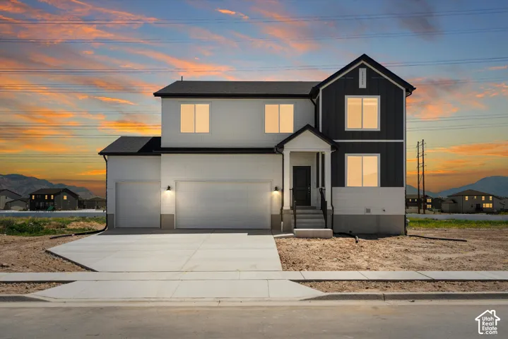 Contemporary exterior with a two-car garage