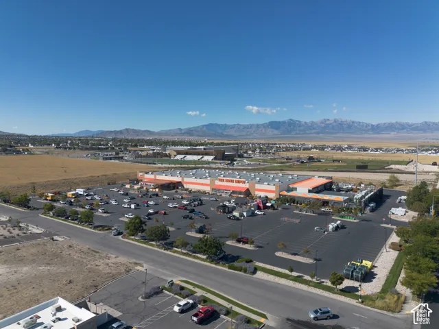 Aerial view of the property and surrounding area