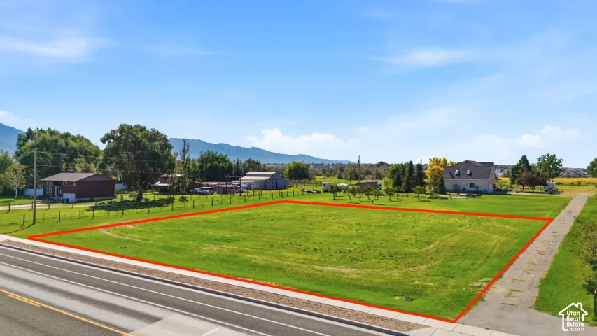 Expansive green lot with established perimeter and paved road frontage