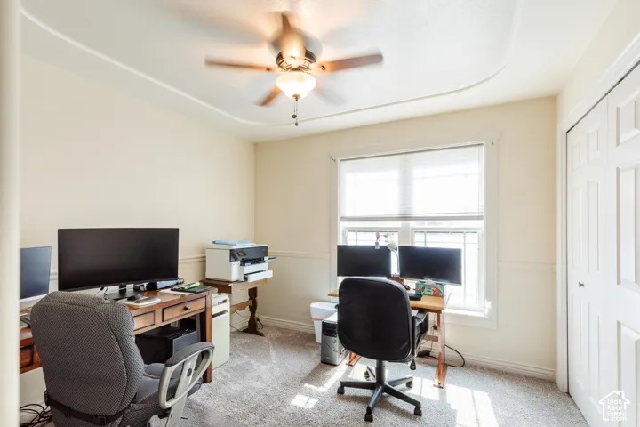 Recessed ceiling with a ceiling fan light fixture