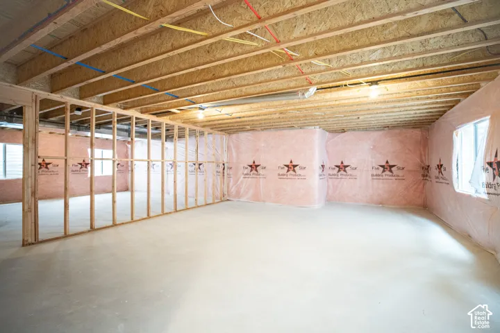 Unfinished basement with potential for large family/game room, three bedrooms and full bathroom.