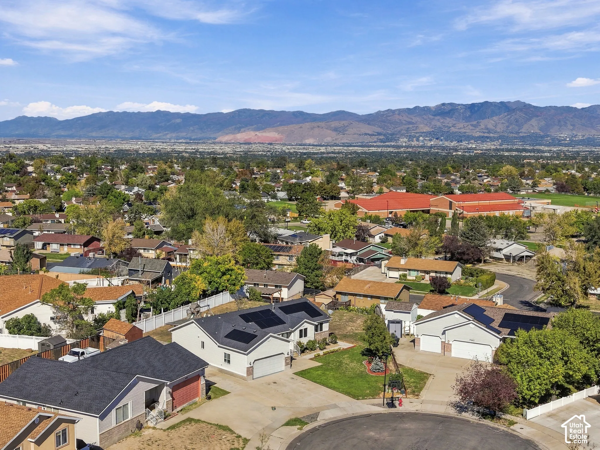 Expansive neighborhood setting with distant mountain scenery