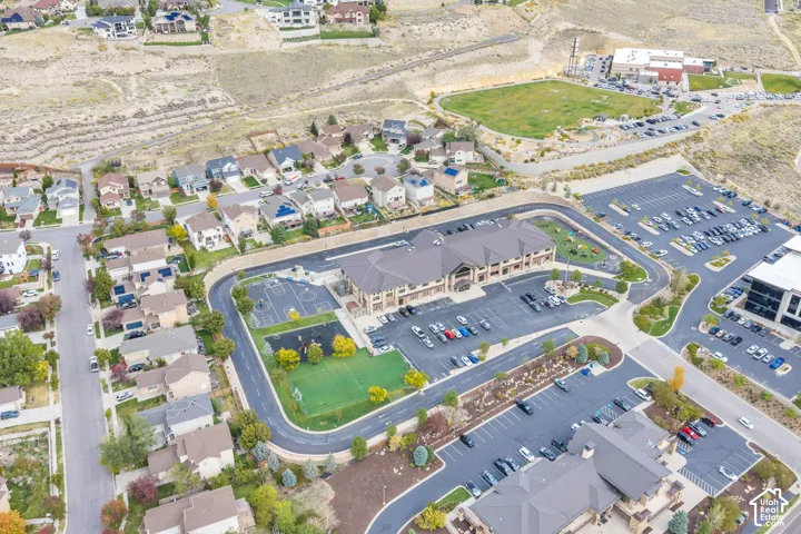 Challenger Private School Aerial perspective showcasing the school within the Traverse Mountain Community just walking distance from the home.