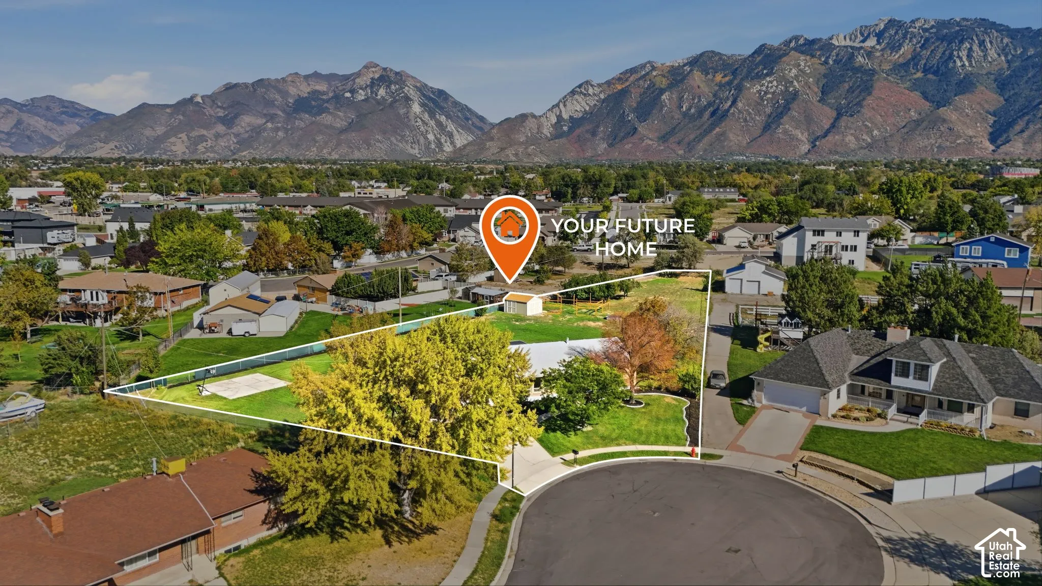 Mountain backdrop with a residential neighborhood