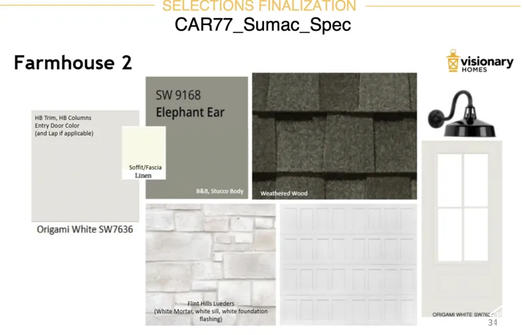 Selections Finalization. Detailing material and color specifications for the property's exterior elements