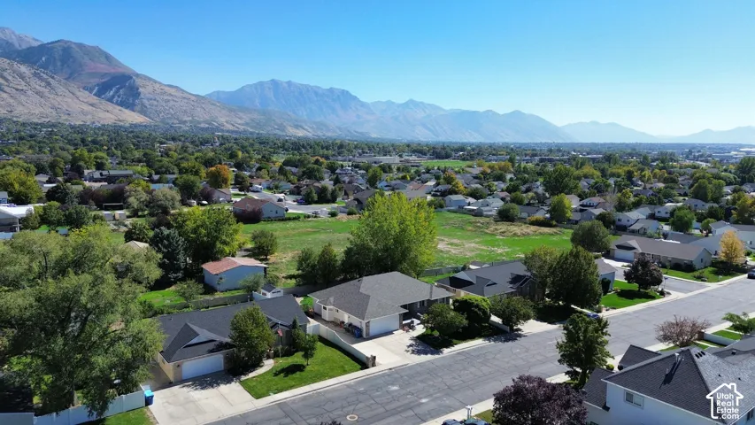 Residential neighborhood with mountain backdrop