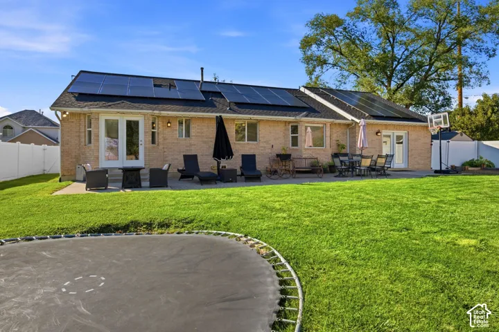 Brick exterior with multiple solar panels