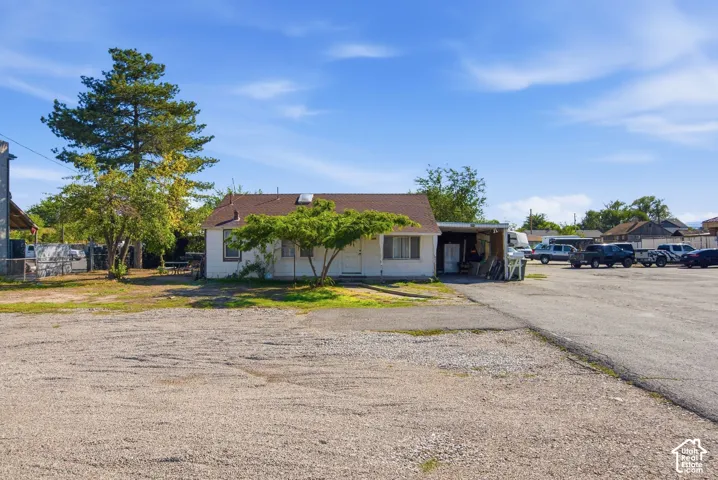 Gravel lot with paved sections
