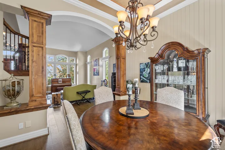 Looking from the formal dining room through to the living room.