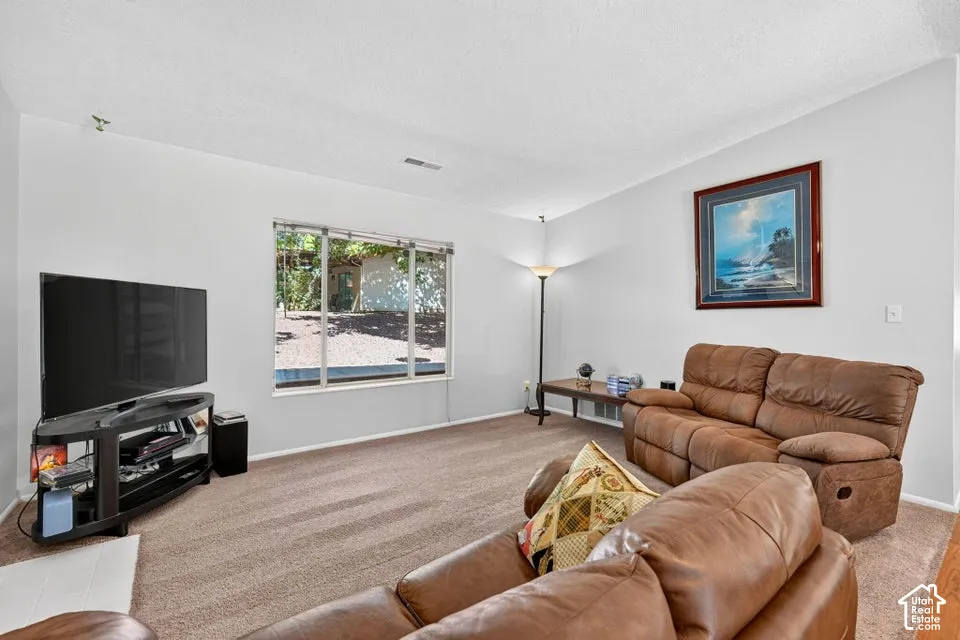 Recessed lighting and carpeted flooring