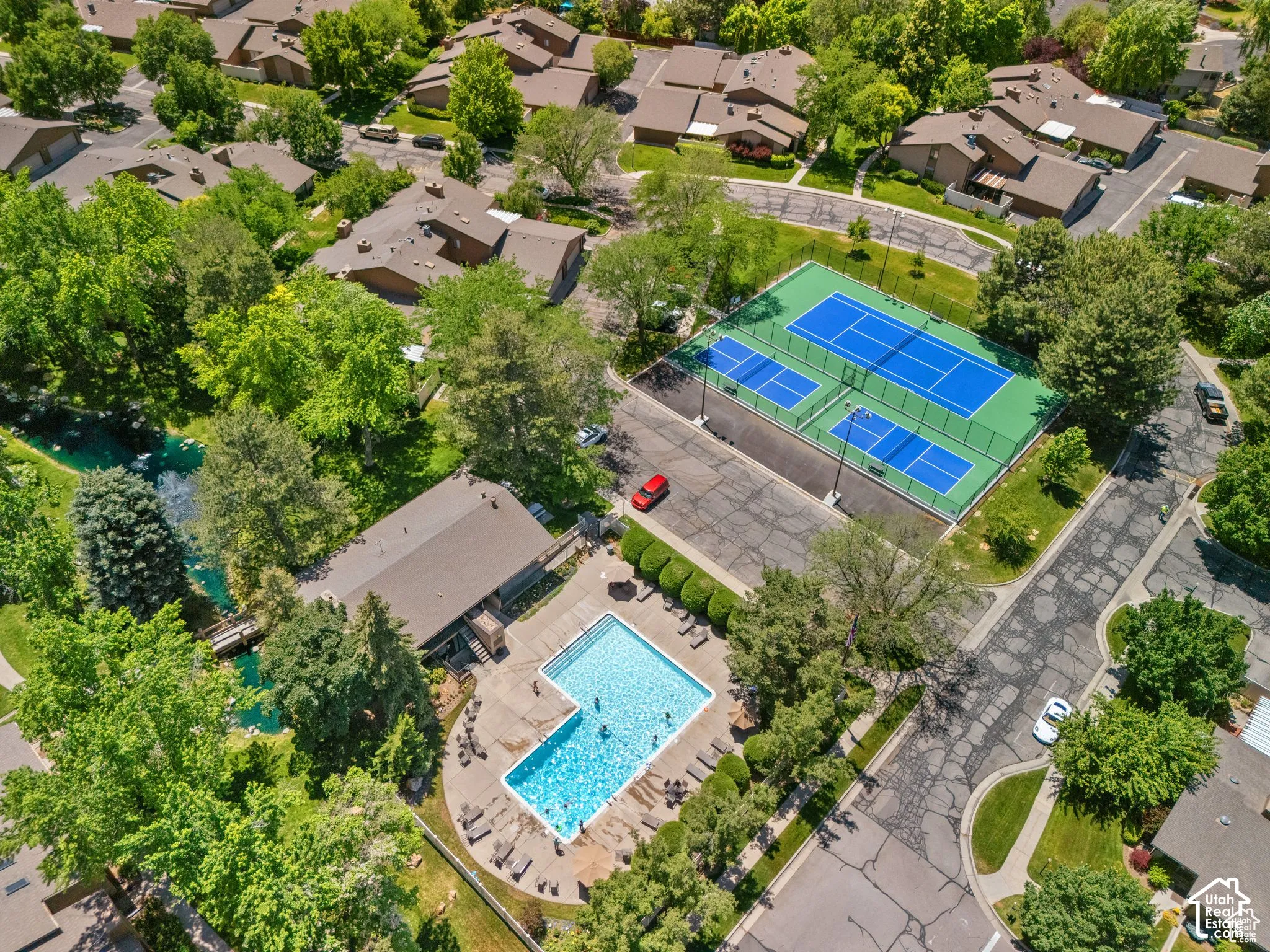 Community with extensive green spaces and mature trees