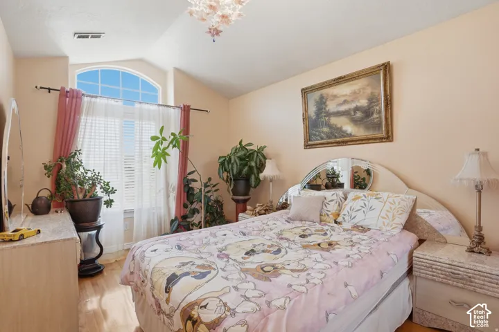 Vaulted ceiling with an arched window