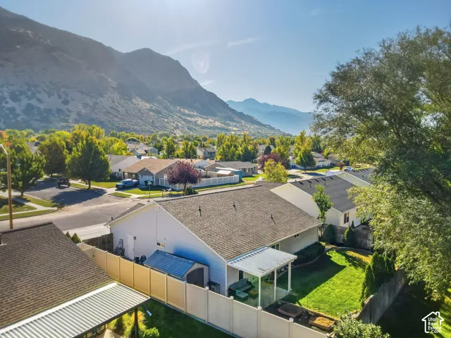 Neighborhood setting with mountain scenery