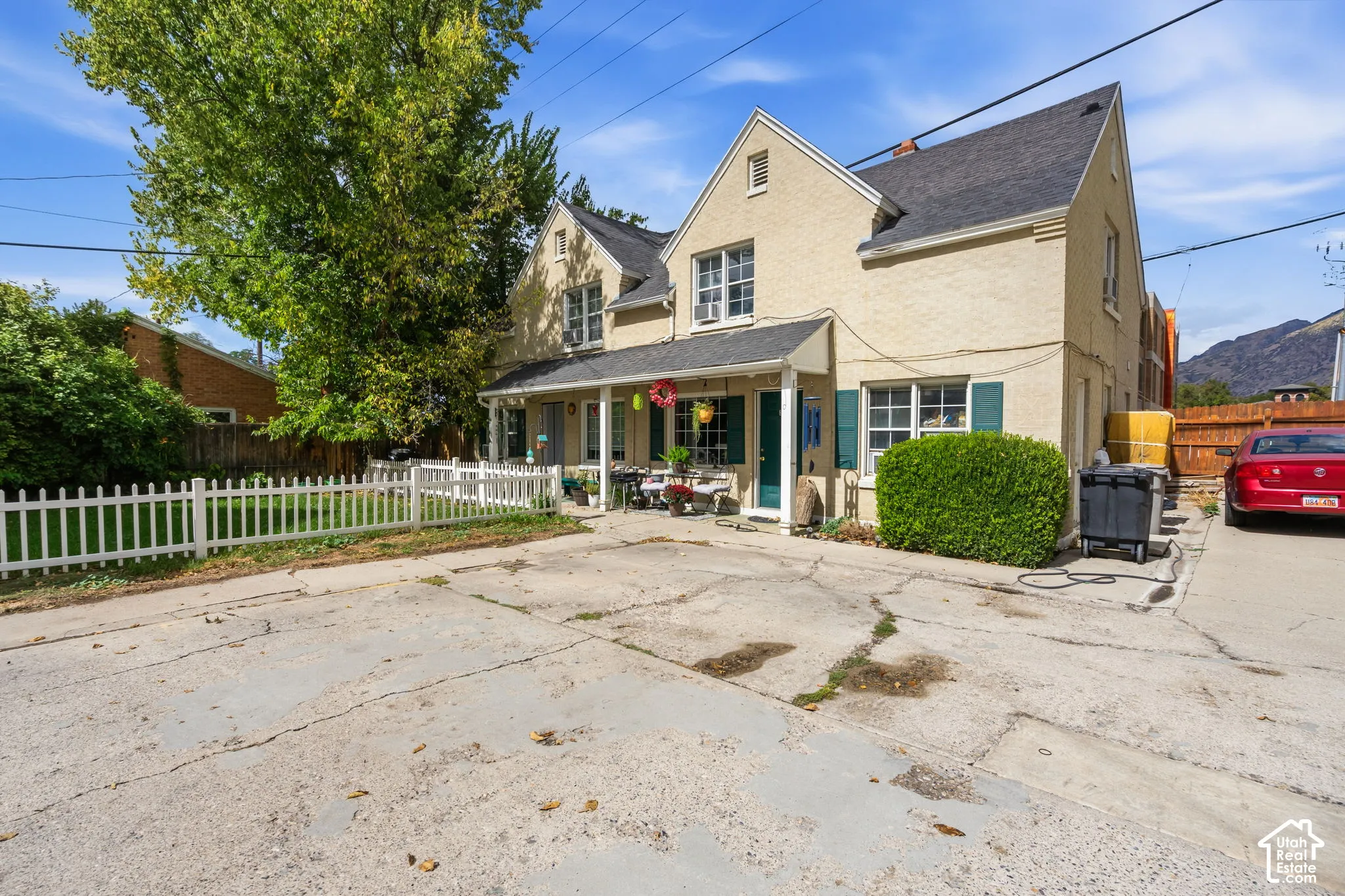 duplex #2 with tenant parking lot and green space