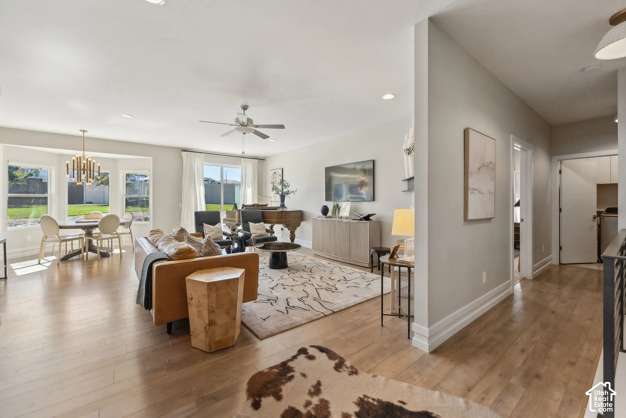 Light wood-finish flooring throughout