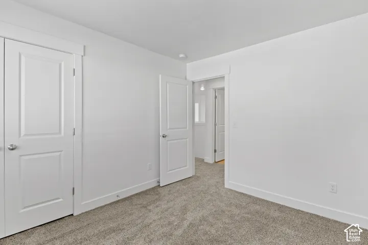 Neutral wall finishes, plush carpeting, white trim, and white paneled doors