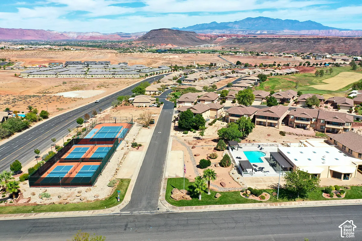 Community features tennis courts, a swimming pool, and dedicated parking