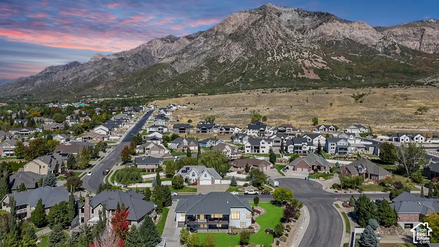 Mountain backdrop with established residential streets and mature landscaping