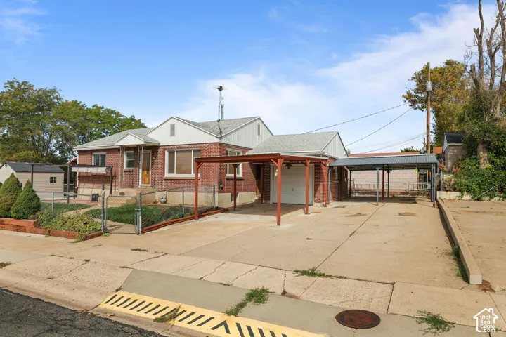 Brick exterior with a gabled roof