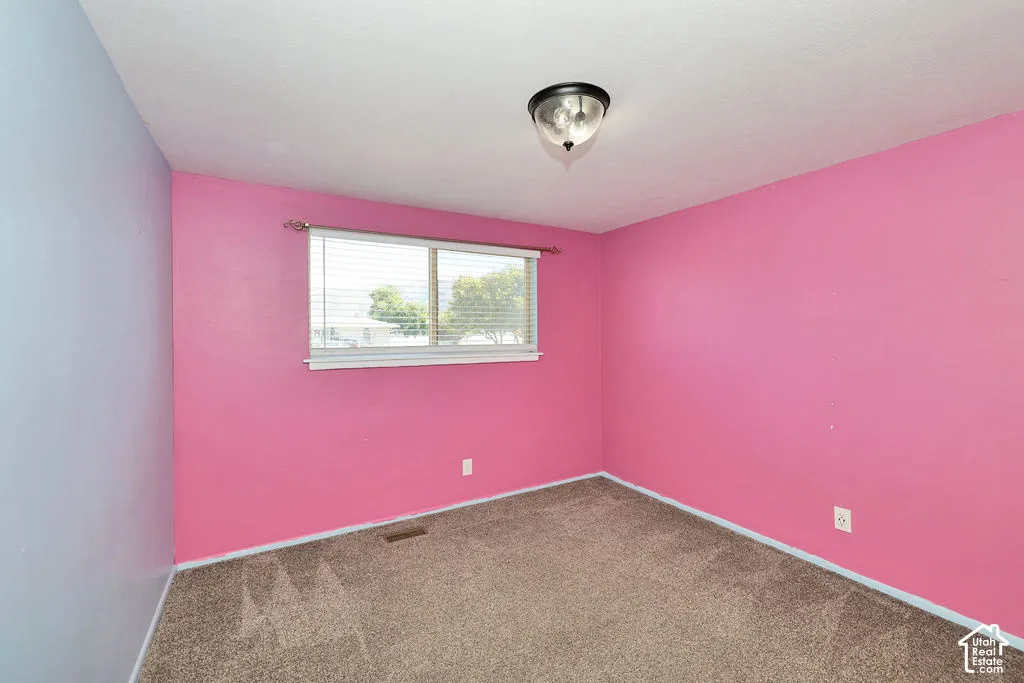 Wall-to-wall carpeting and a ceiling-mounted light fixture